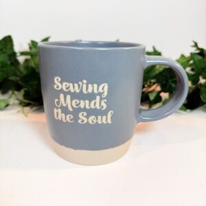 Mug “Sewing Mends The Soul” Missouri Star Quilt Co. - Gray Ceramic  12 Oz New